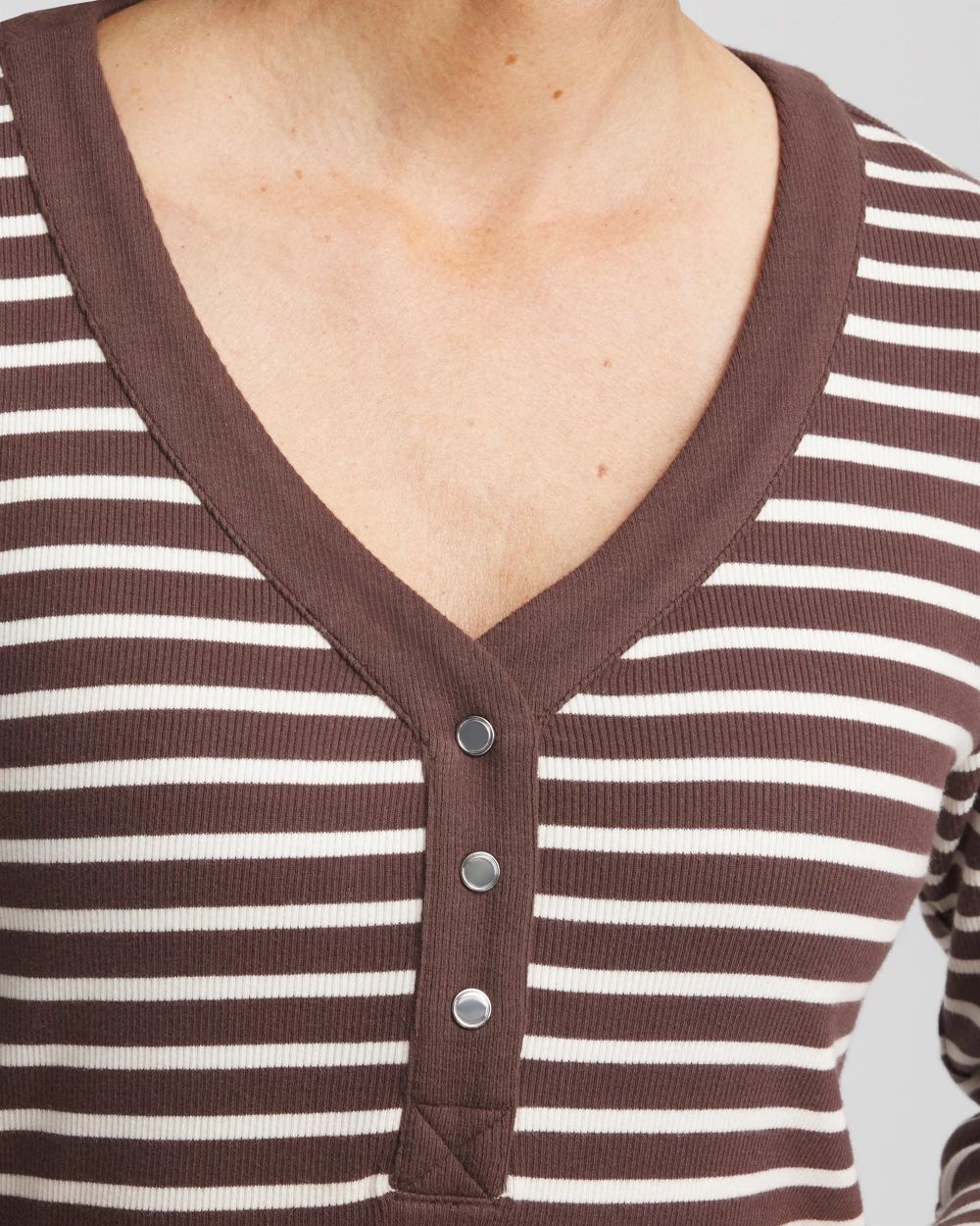 Zenergy Stripe Ribbed Henley Tee