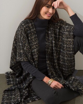 Textured Jacquard Ruana Wrap
