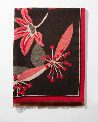 Red Floral Oblong Scarf
