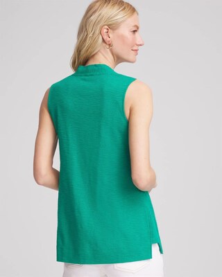 Textured Cotton Sleeveless V-Neck Tunic click to view larger image.