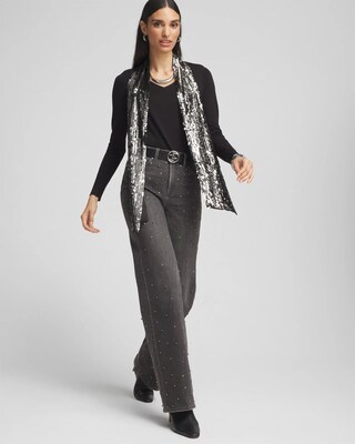 Caviar Trim V-Neck Pullover Sweater click to view larger image.