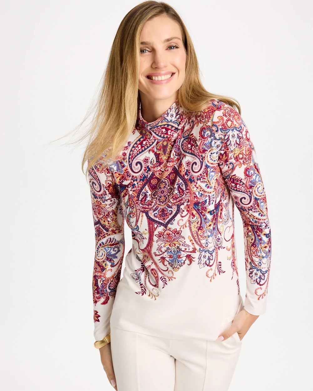 Touch of Cool™ Printed Mockneck Layering Tee