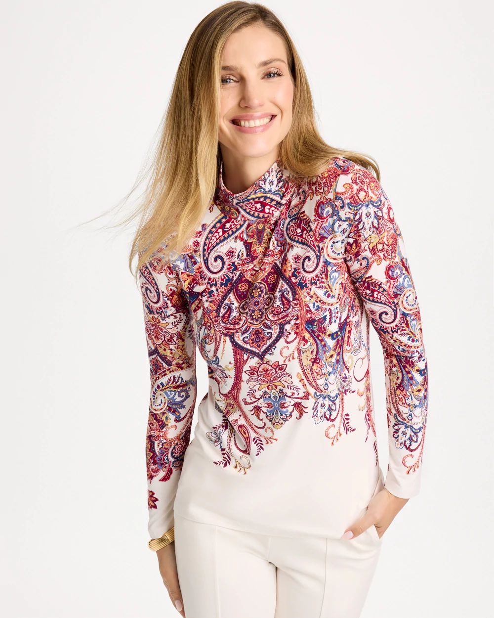 Touch of Cool™ Printed Mockneck Layering Tee