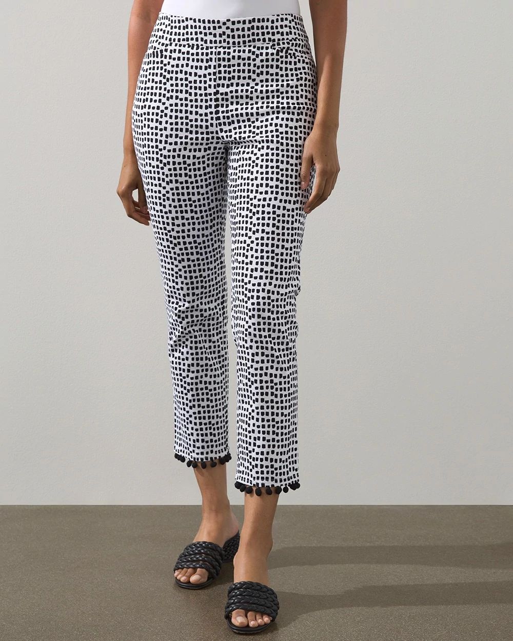 Brigitte Square Dot Fringe Hem Crops