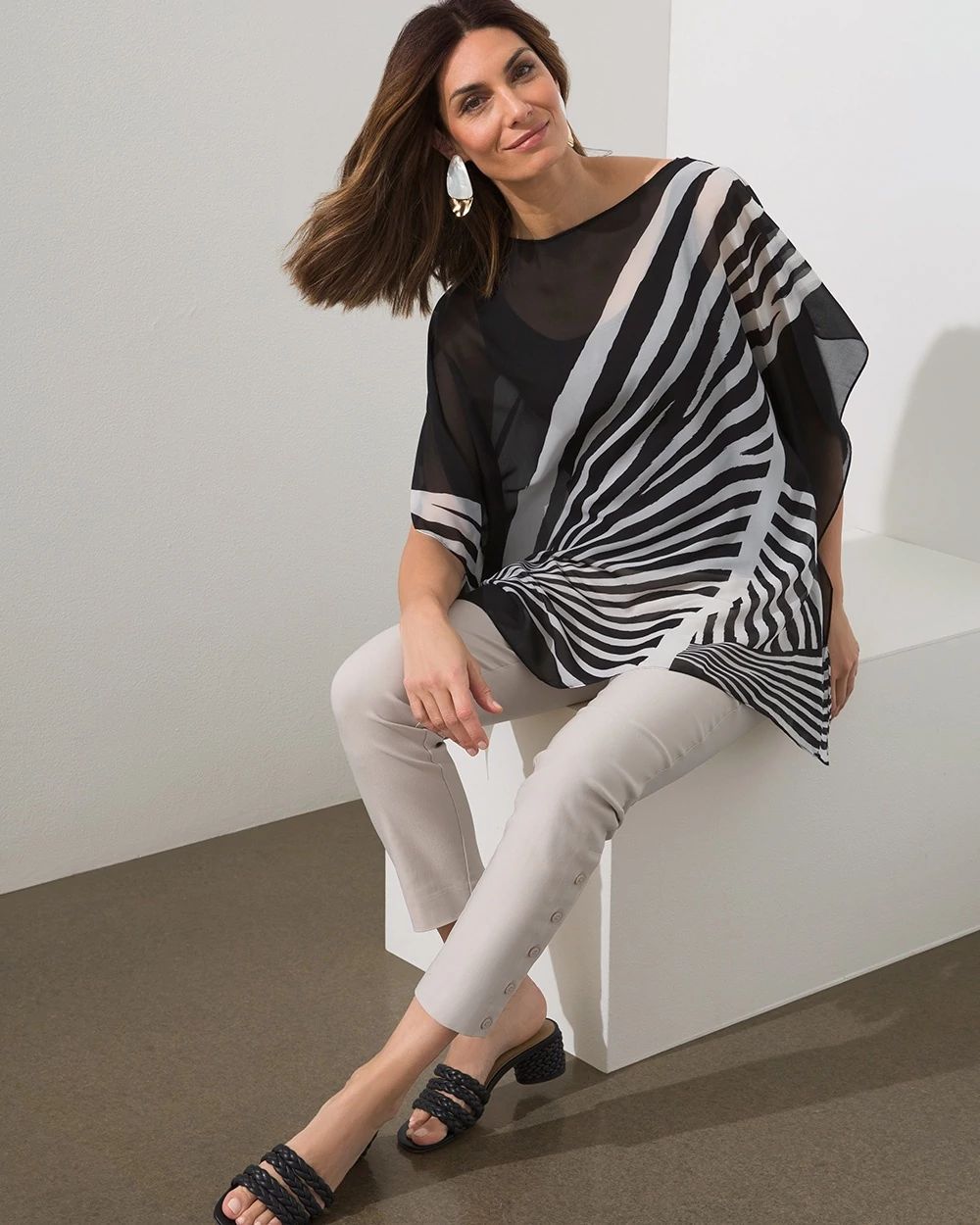 Black and White Long Poncho