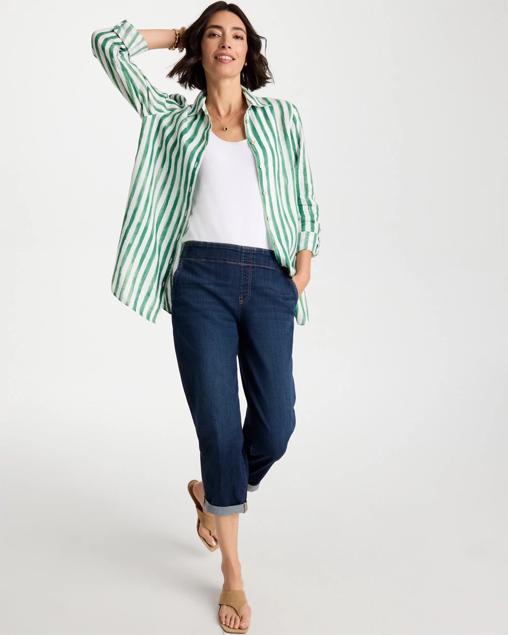 No Iron™ Striped Linen Tunic