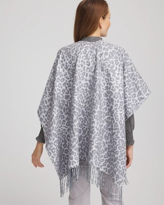 Reversible Animal Print Fringe Ruana click to view larger image.