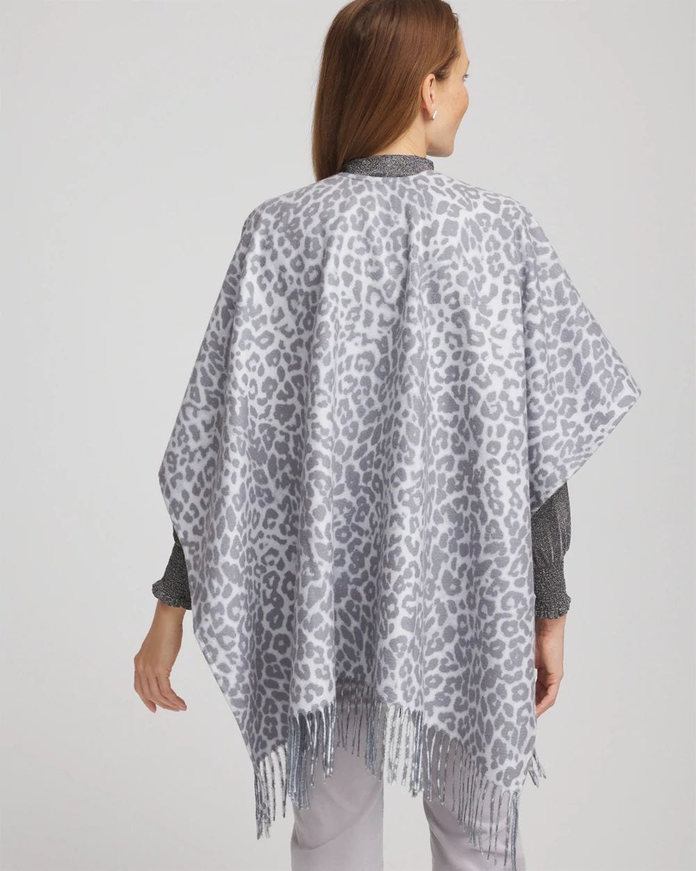 Reversible Animal Print Fringe Ruana click to view larger image.
