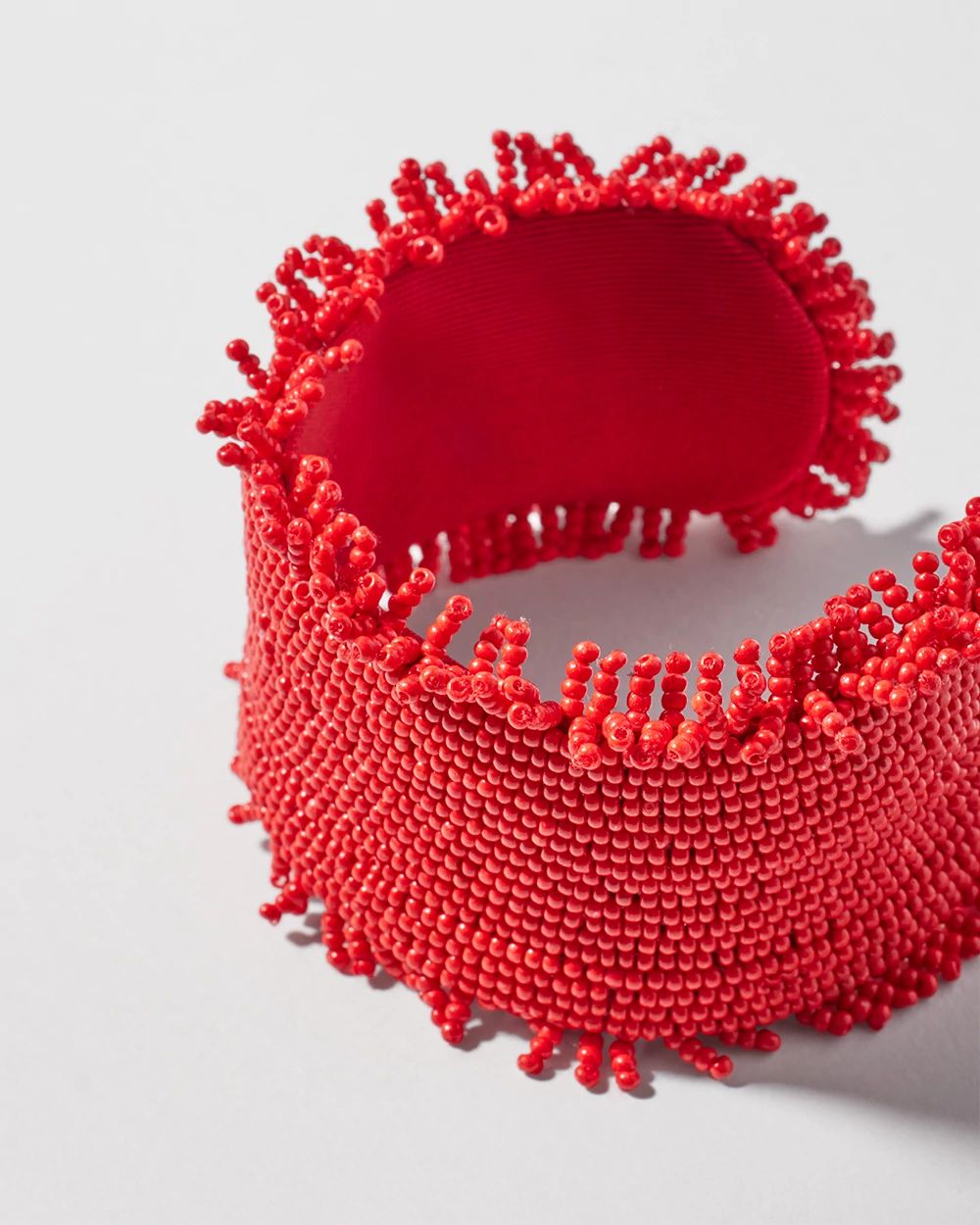 Red Seed Bead Cuff Bracelet