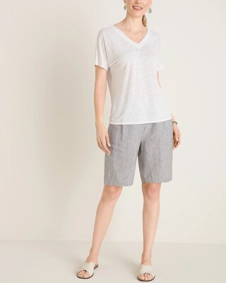 Linen Tie-Front Cross-Dye Shorts