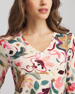 Floral Touch of Cool™ V-Neck Layering Tee click to view larger image.