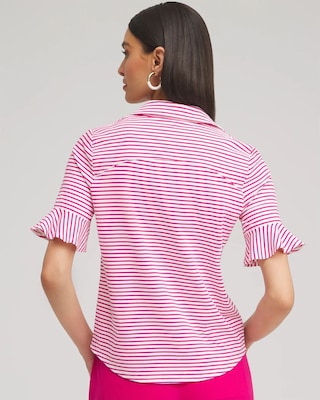 Zenergy® UPF Knit Stripe Ruffle Polo click to view larger image.