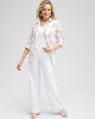 No Iron™ Linen Etched Leaf Tunic