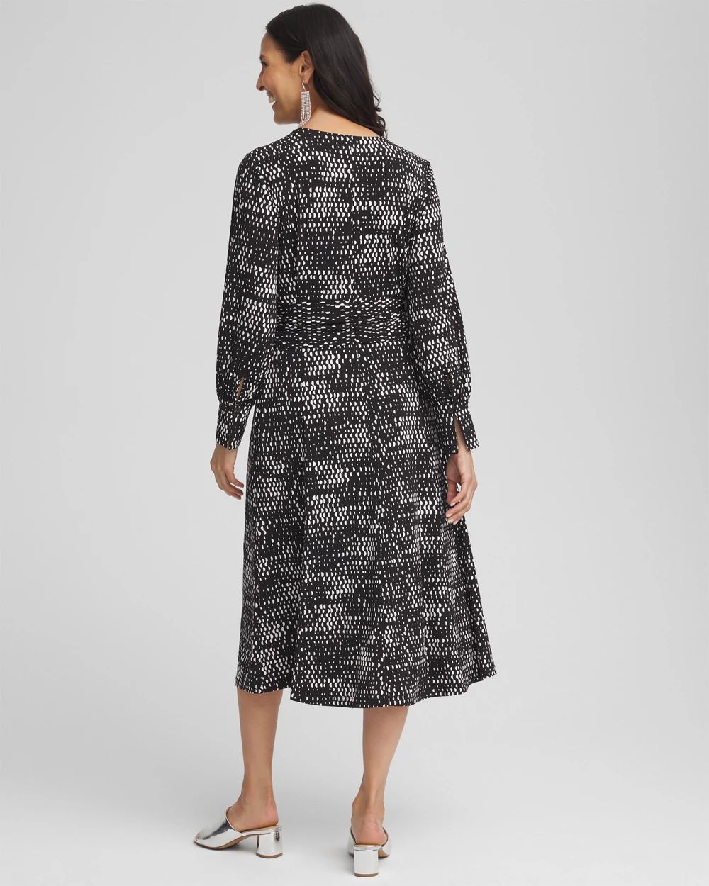 Long Sleeve Surplice Midi Dress click to view larger image.