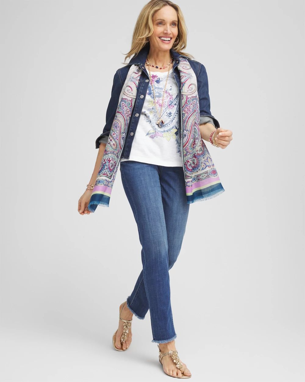 Paisley Slub Scoop-Neck Tee
