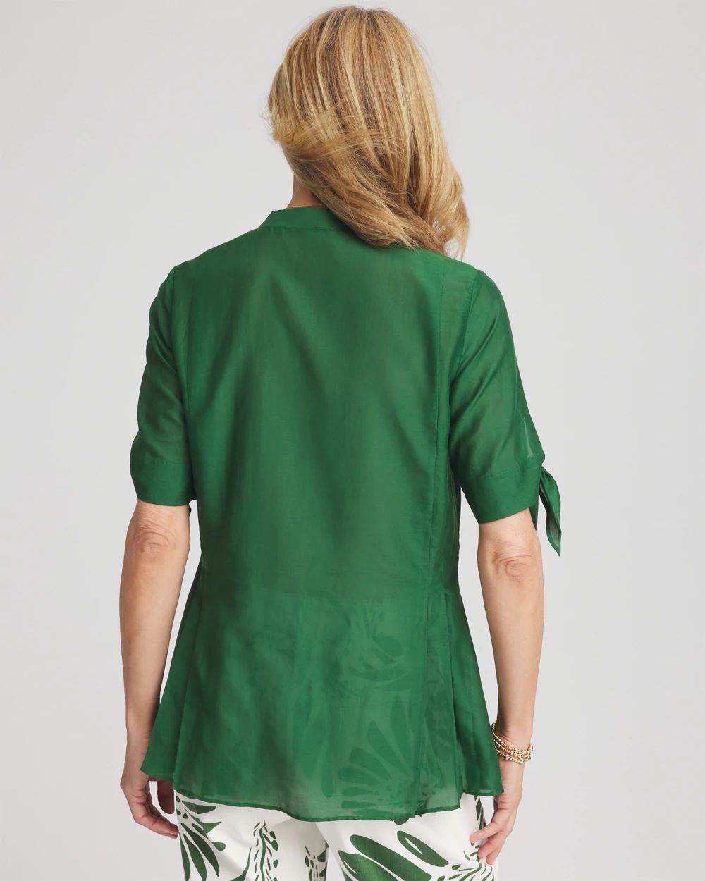 Cotton Voile & Silk Pleated Blouse click to view larger image.