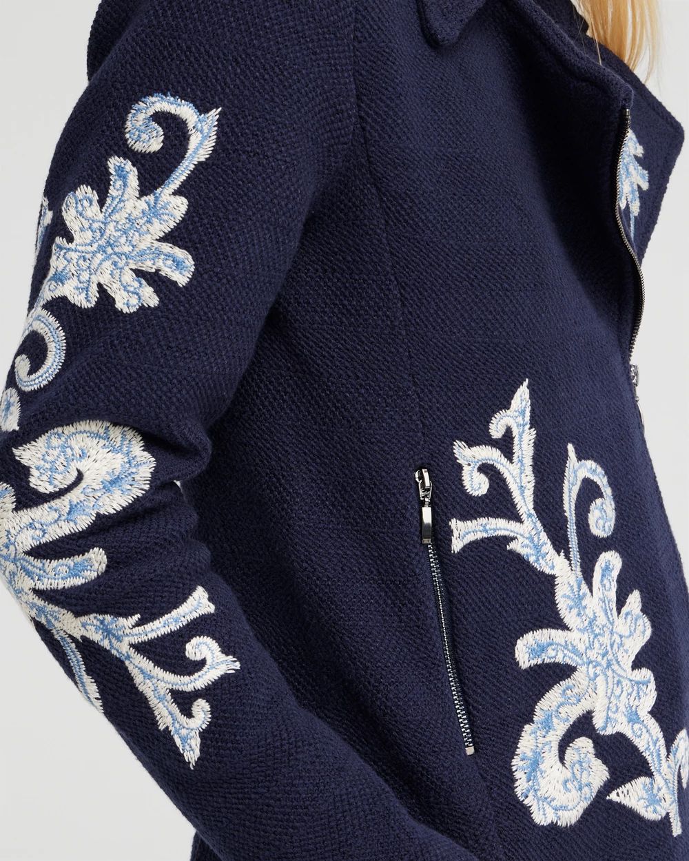 Embroidered Moto Jacket