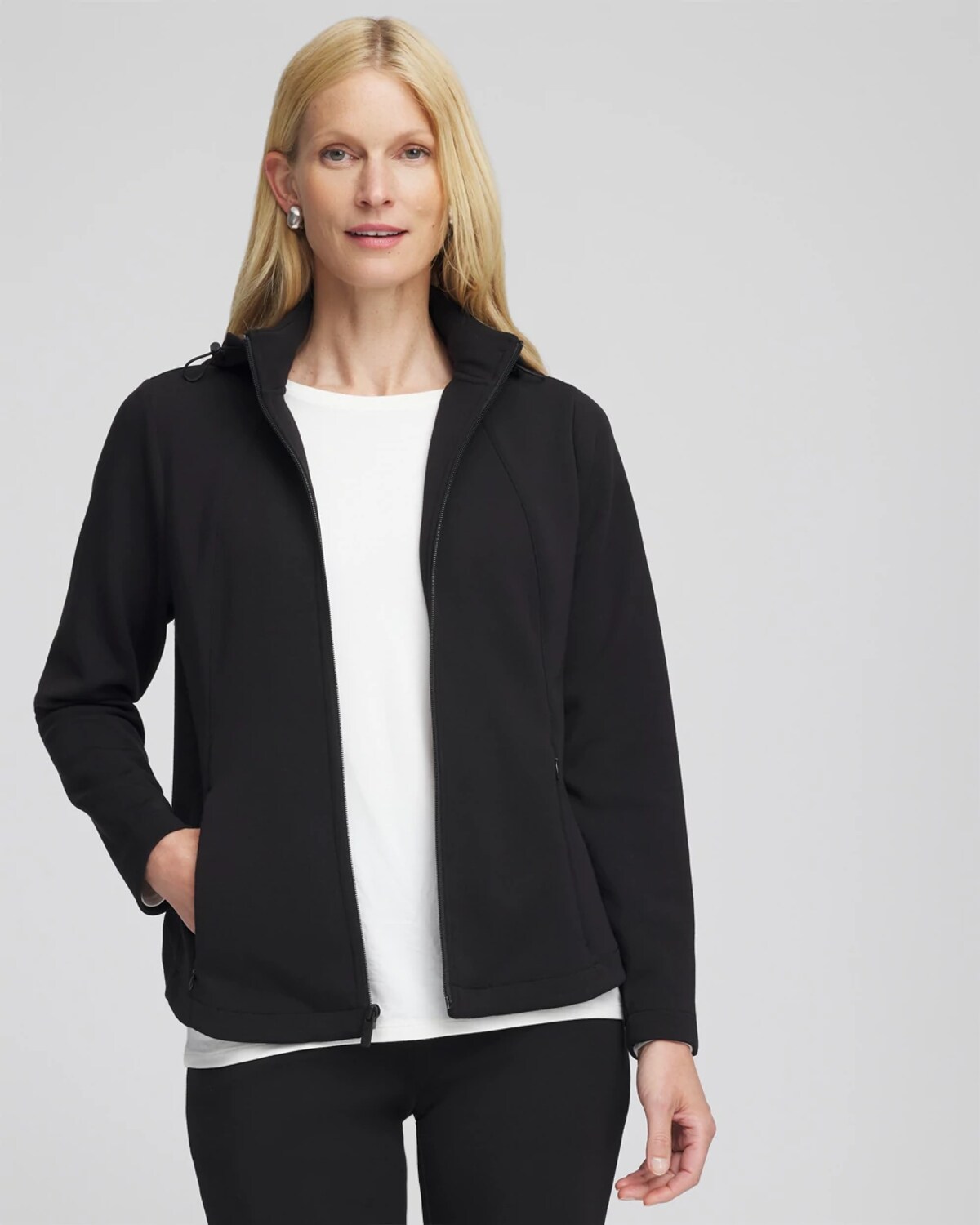 Chico's Scuba Convertible Jacket In Black In Black