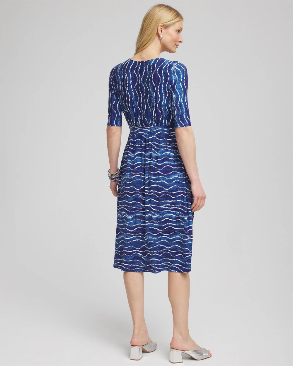 Ocean Print Surplice Neckline Dress