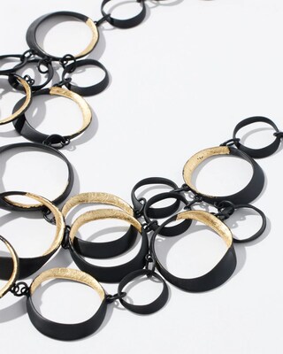 Matte Black Gold Tone Bib Necklace