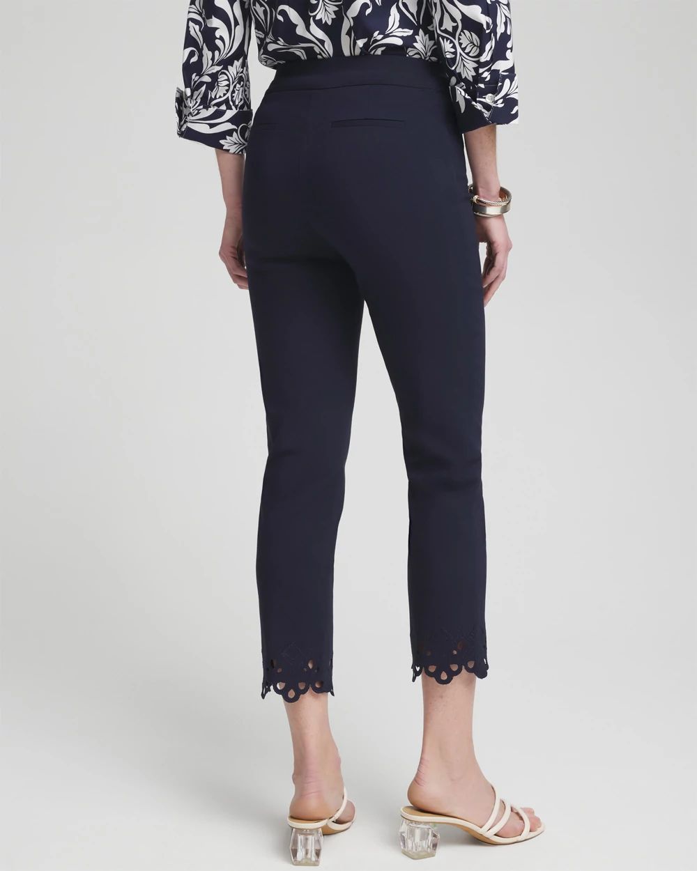 Brigitte Eyelet Hem Slim Cropped Pants click to view larger image.