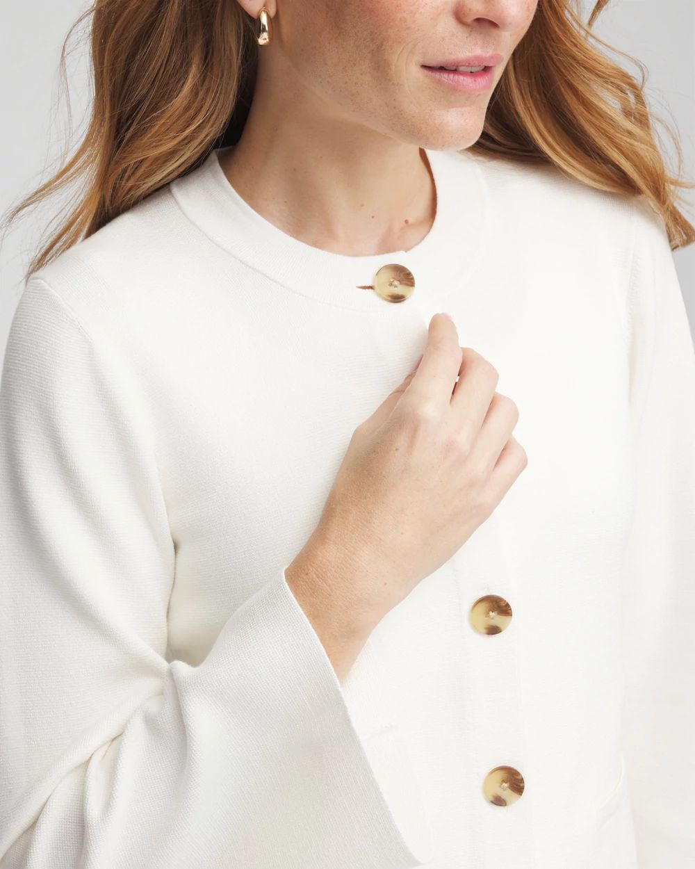 Faux Horn Button-Up Cardigan click to view larger image.