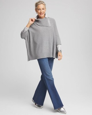 Embellished Cashmere Blend Poncho click to view larger image.