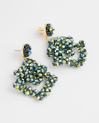 No Droop™ Blue-Green Jeweled Drop Earrings