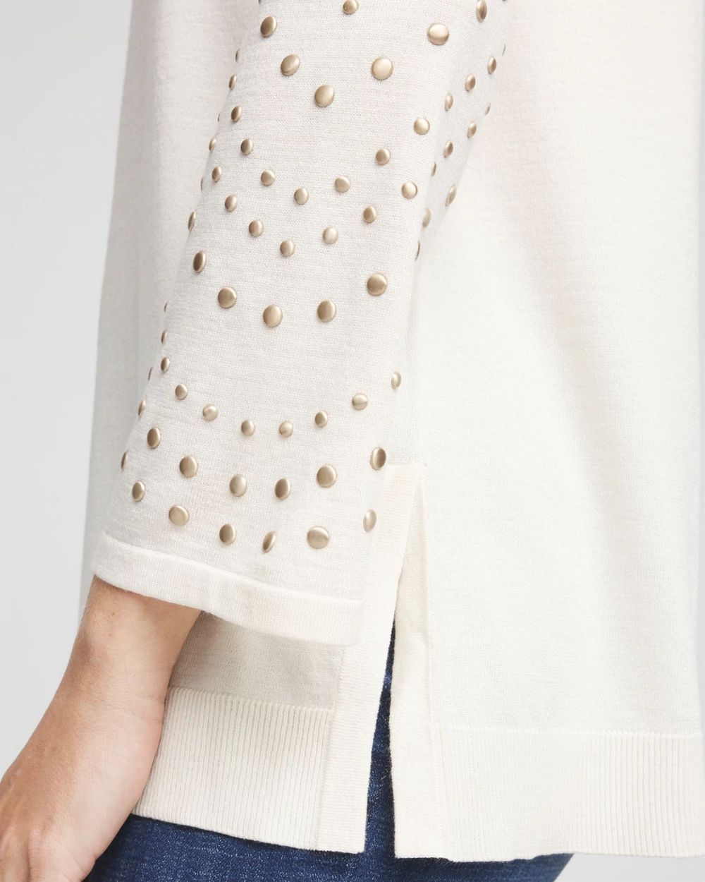Studded Crewneck Sweater Tunic