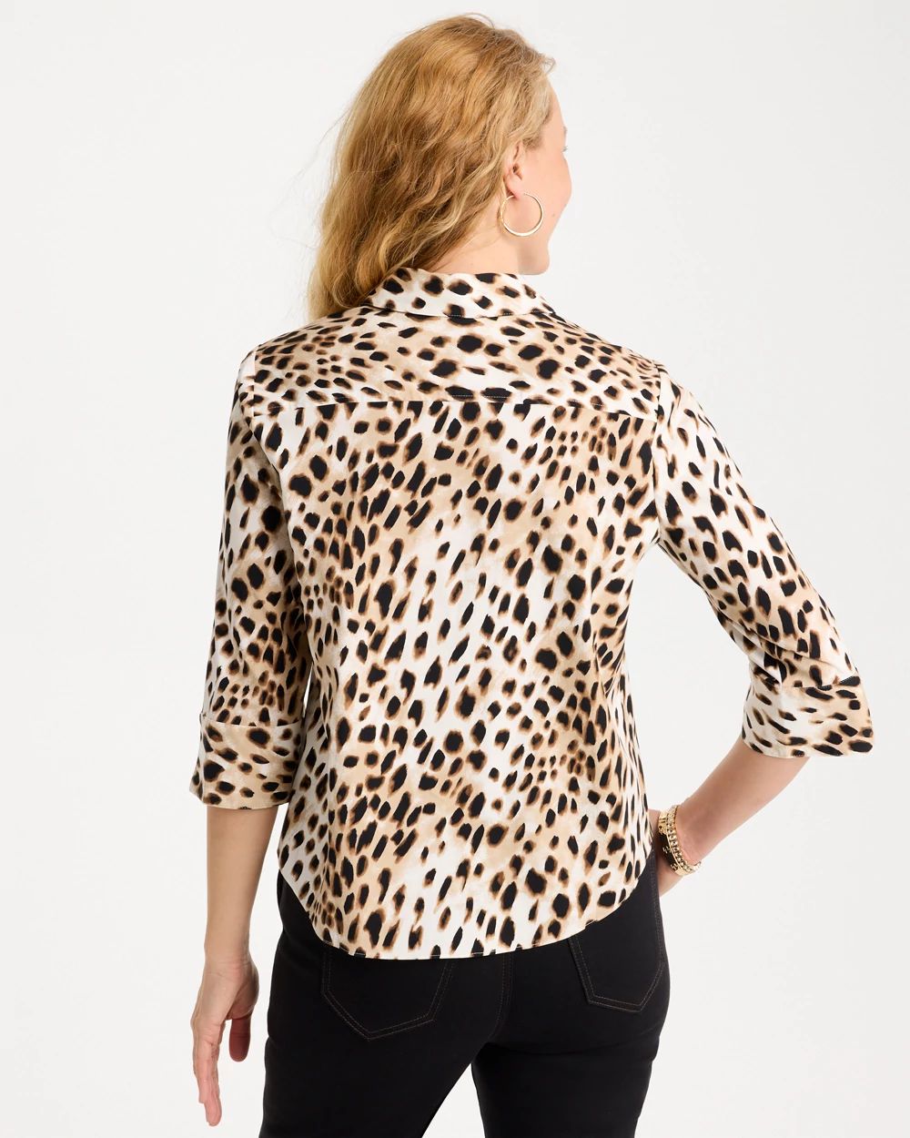 Poplin Cotton Animal Print Tie-Front Top click to view larger image.