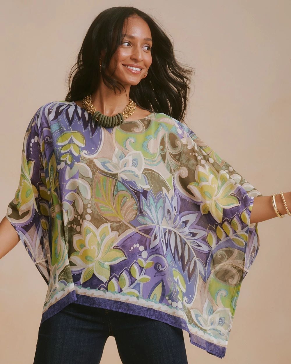 Garden Melody Printed Poncho