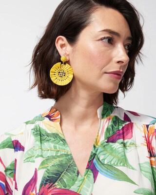 Yellow Raffia Drop Earrings