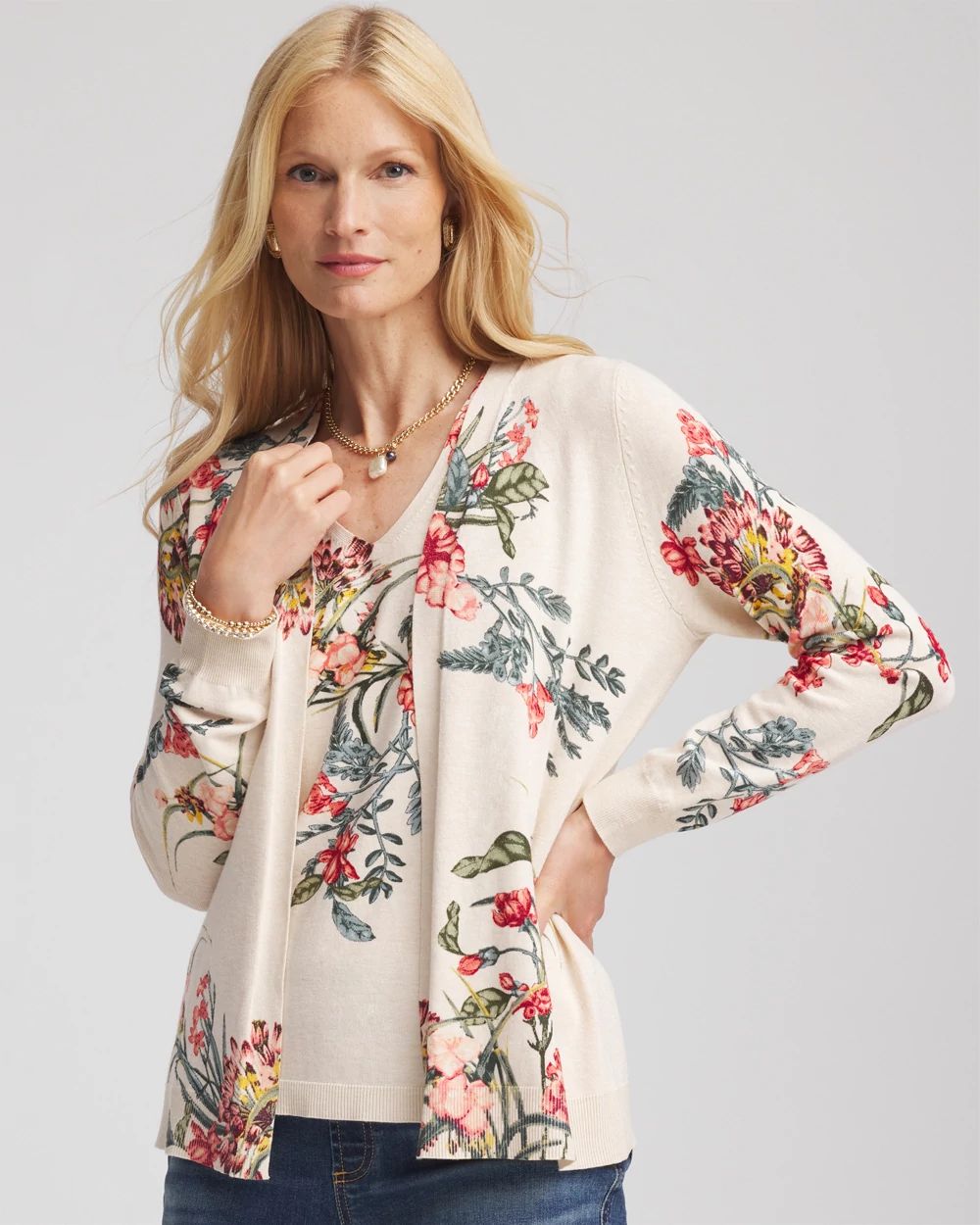 Ella Printed Long-Sleeve Cardigan