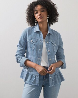 Stripe Soft Peplum Denim Jacket