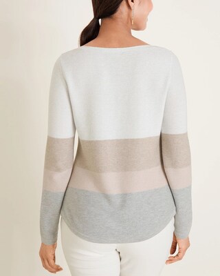 Metallic-Stripe Bateau-Neck Sweater