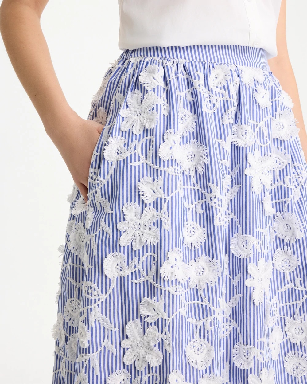 Cotton Embroidered Floral Skirt