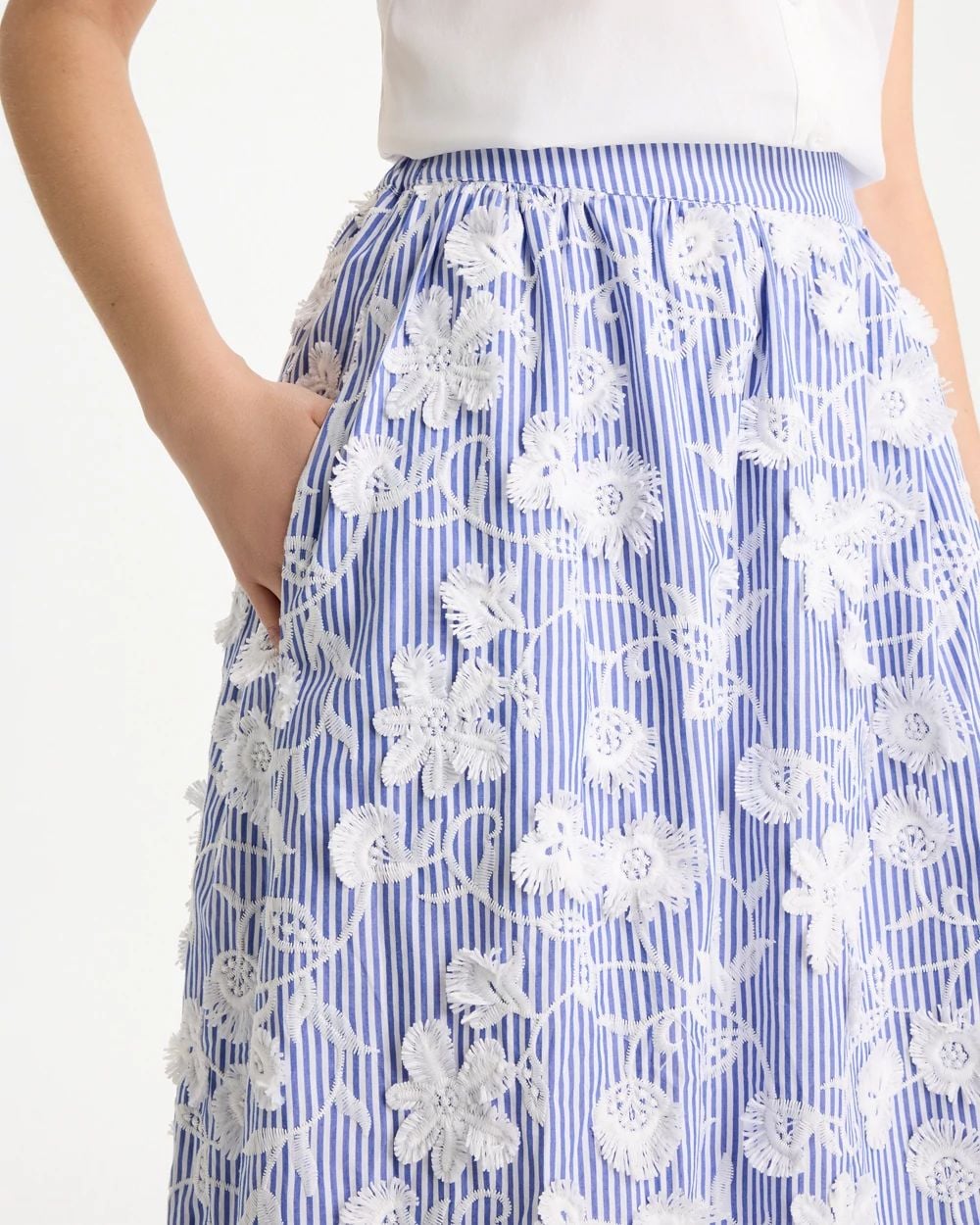 Cotton Embroidered Floral Skirt