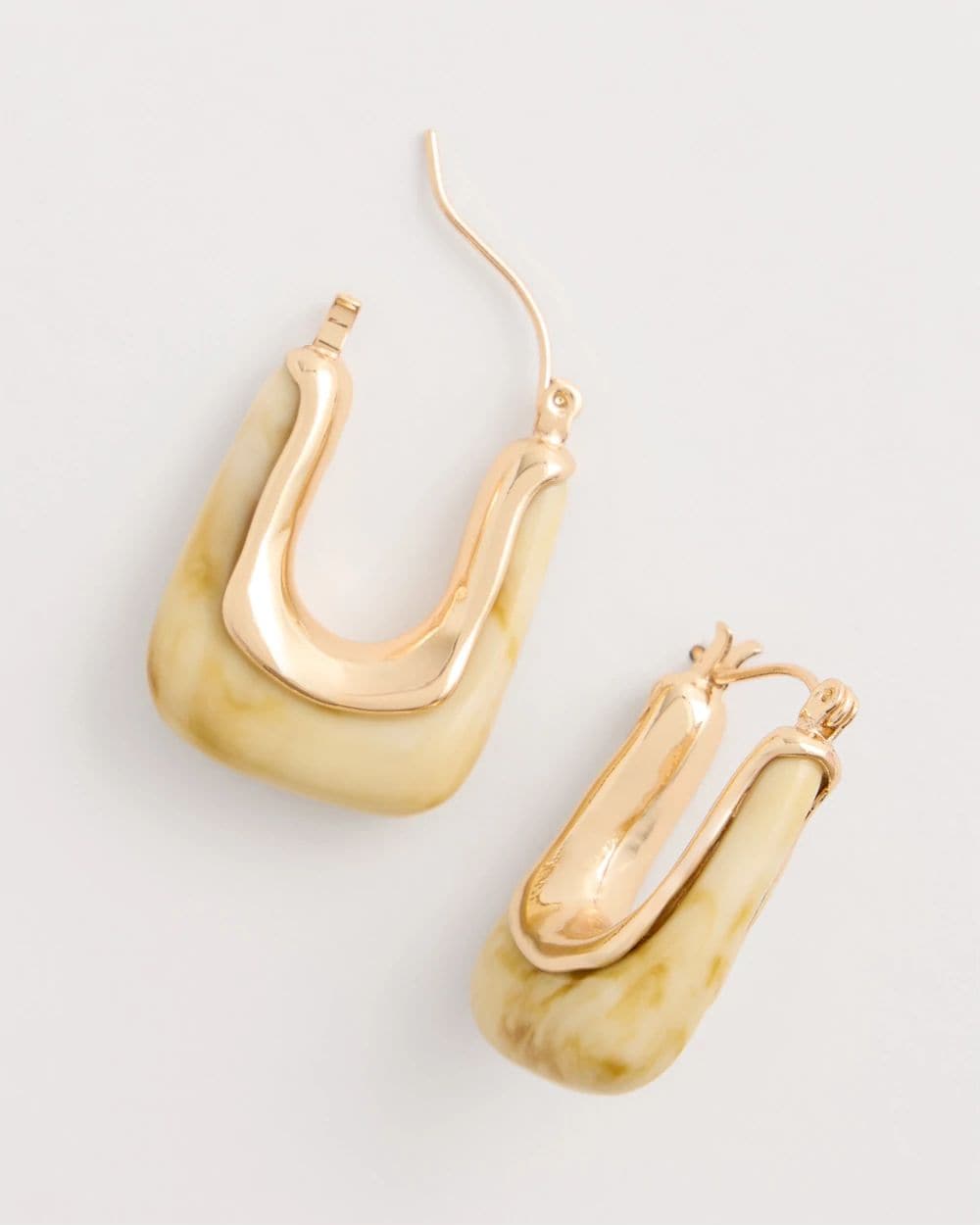 Neutral Goldtone Square Hoop Earrings click to view larger image.