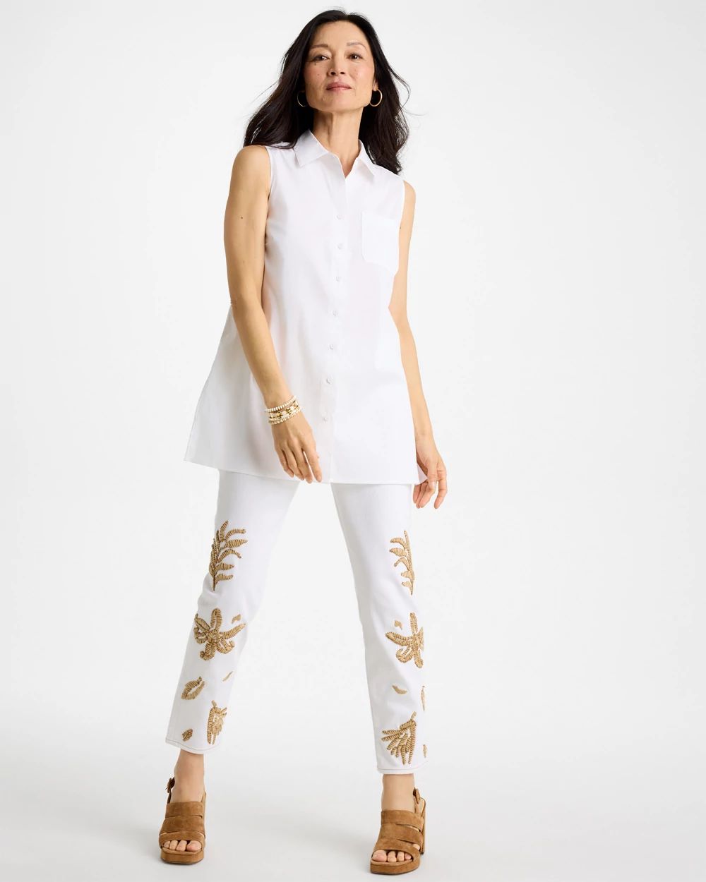 Poplin Cotton Collared Tunic click to view larger image.