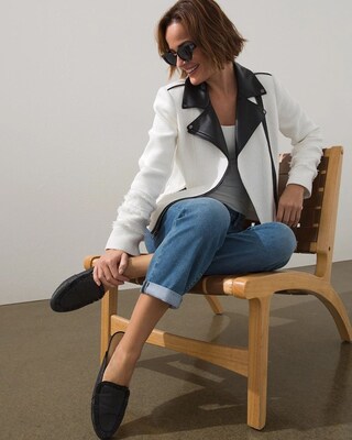 Tweed and Faux Leather Moto Jacket