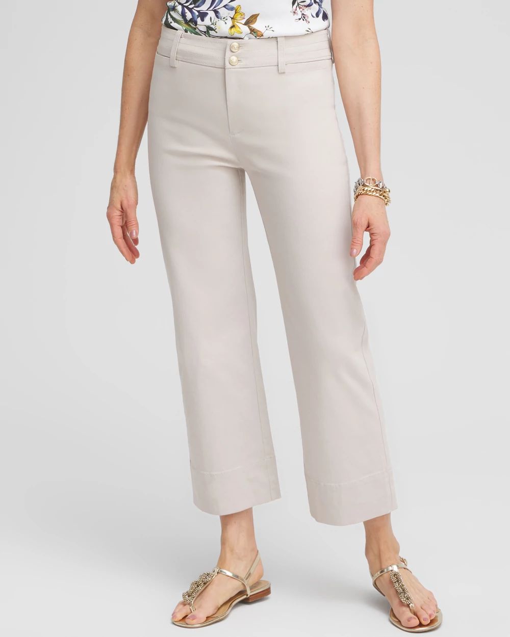 Trapunto Wide Leg Cropped Pants