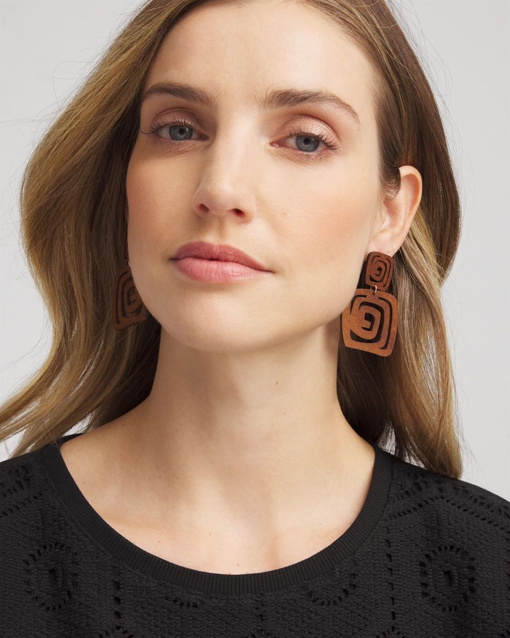 No Droop® Wood Geo Drop Earrings
