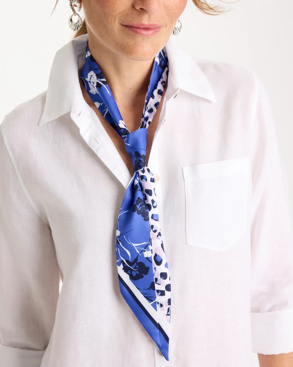 Dutch Floral Polka-Dot Skinny Scarf