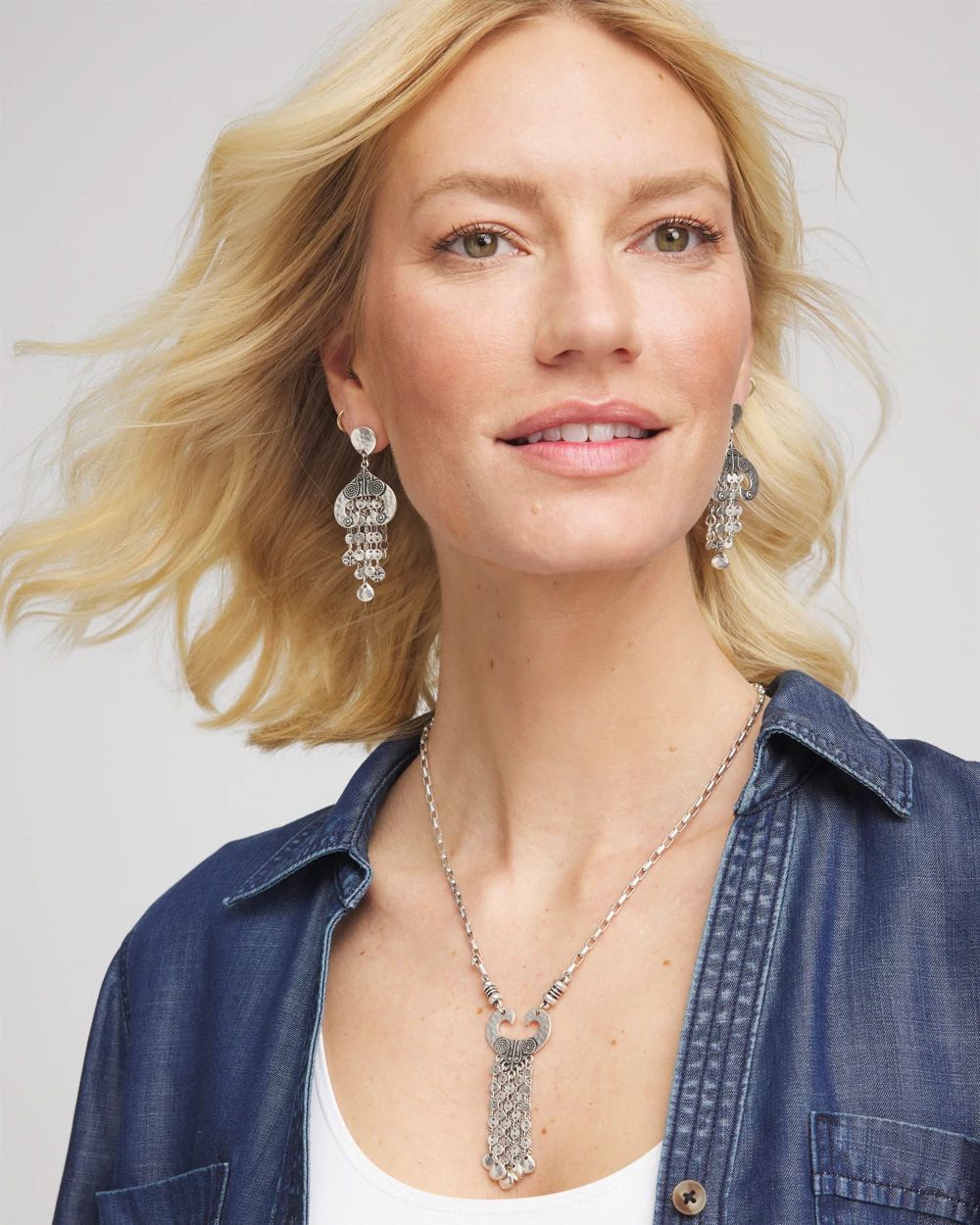 Multi Strand Silver Tone Convertible Necklace