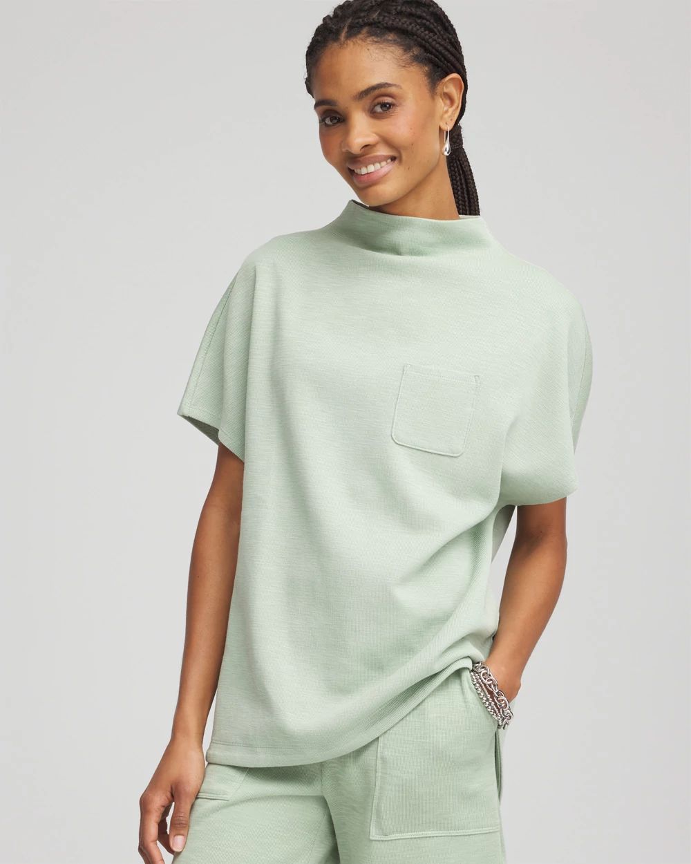 Zenergy® Beach Slub Funnel Neck Pullover Top