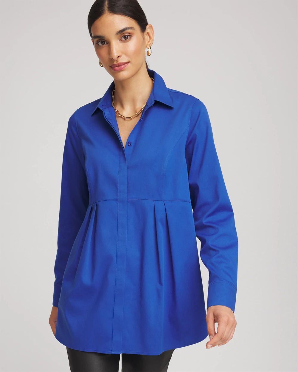 No Iron™ Peplum Pleated Shirt