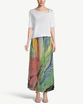 Tropical-Print Maxi Skirt