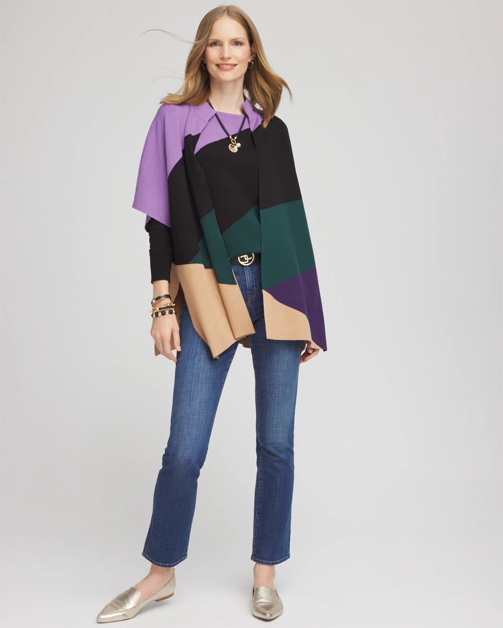 Colorblock Sweater Ruana