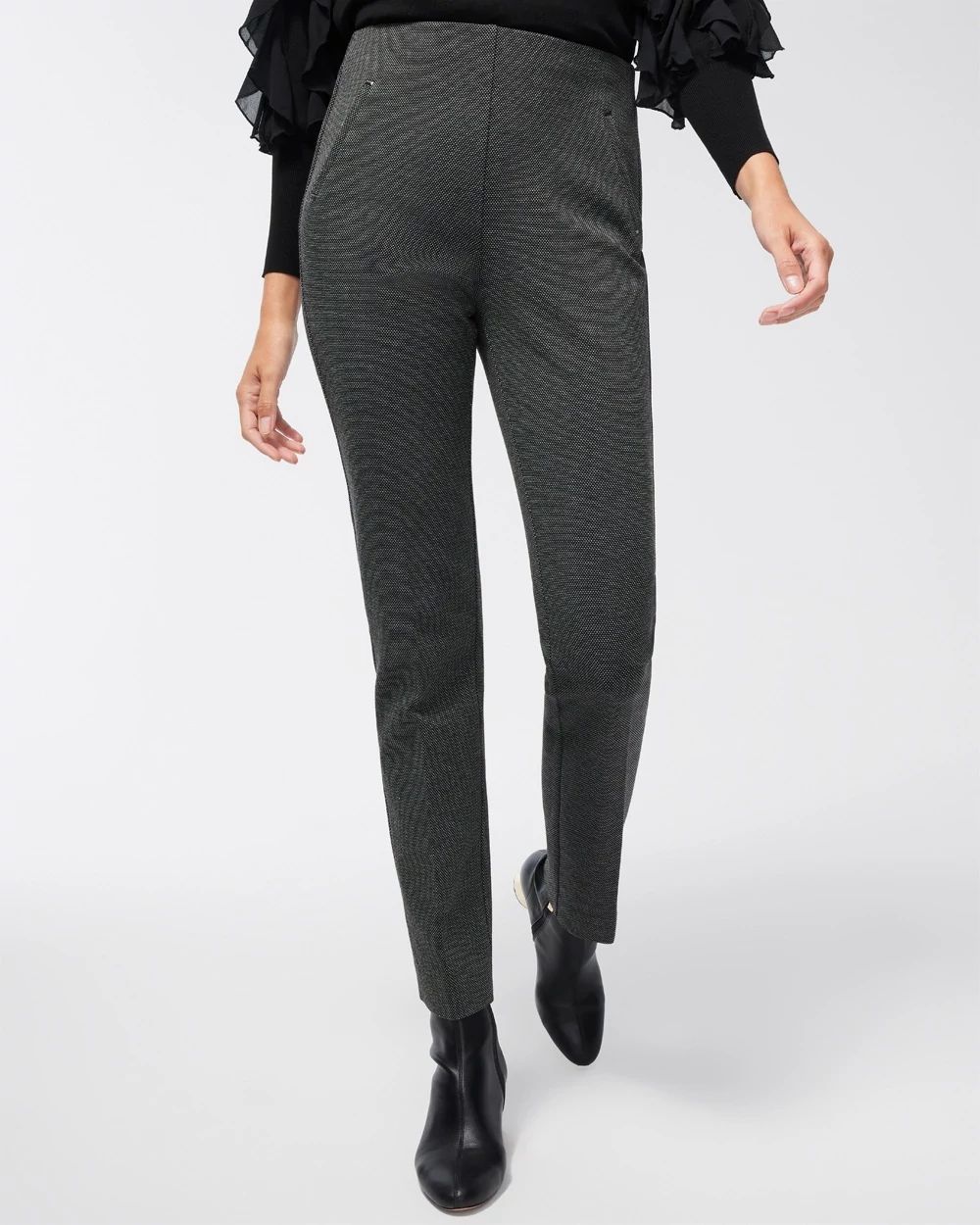Petite Juliet Ponte Jacquard Ankle Pants