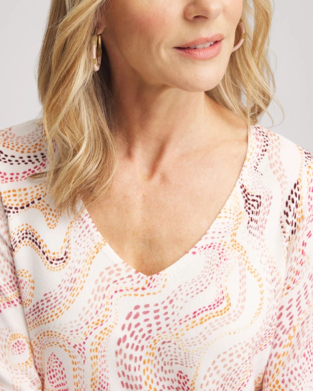 Swirls Long Sleeve V-Neck Pullover Sweater